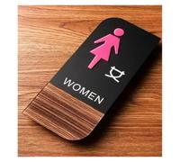 Letrero de Baño Letrero de madera for baño con diseño vetas, letreros for baños hombres y mujeres, calcomanías for puertas, creativos(Color-R)