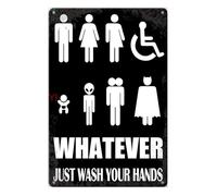 Letrero De Baño Letrero divertido for todo género, placa de pared de estaño de Metal for baño, inodoro(40x30.0cm)