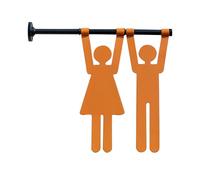 Letrero de baño moderno, pantalla de baño, marcador de puerta de oficina, panel de PVC, detalle gráfico mínimo, cartel de baño con configuración de montaje, uso en instalaciones de negocios para áreas