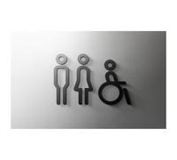 Letrero de Baño Pegatina de pared con número for puerta baño, letrero decorativo for el hogar, moderno, residencial, supermercado, centro comercial(19,25x16cm Grey)