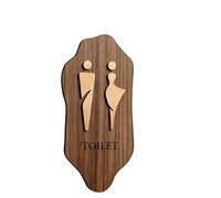 Letrero De Baño Señalización de madera, señal puerta baño for hombres y mujeres, instrucciones público, pegatina pared for WC Hotel(Color-03,20x10cm)