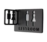 Letrero de baño, señalización, letreros de baño, letreros de baño for hombres y mujeres, letrero de baño, combinación negra de 8 y 4 pulgadas, letrero de acrílico for inodoro, apto for oficinas.