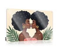 Letrero de bar para bar al aire libre Love In Bloom: A Heartfelt Kiss Amidst Nature'S Embrace Letrero de hojalata divertido para decoración del hogar, letreros de metal retro (20 x 30 cm)