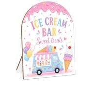Letrero de barra de helado, decoración de mesa de arco de 8 x 10 pulgadas con soporte, letreros de bienvenida de camión de helados para baby shower, cumpleaños, despedida de soltera, recepción de boda