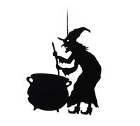 Letrero de bienvenida colgante de Halloween | The Witch Is In Hanging Sign Black Words | Colgador de puerta de Halloween, puerta de bruja para decoración de interiores y exteriores