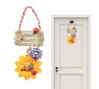 Letrero de bienvenida colgante en una caja con flores amarillas, decoración para puerta de entrada, para el hogar, jardín, panel de puerta personalizado.