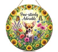 Letrero de bienvenida con diseño de girasol para puerta delantera, diseño de mariposa vibrante, flores de primavera, decoración de puerta de madera amarilla, letrero colgante para porche delantero