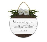 Letrero de bienvenida cristiana con texto en inglés "As for Me and My House We Will Serve The Lord", versículo bíblico para decoración de pared, regalo cristiano de boda, 30 x 30 cm, placa de madera