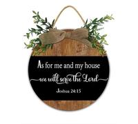 Letrero de bienvenida cristiana con texto en inglés "As for Me and My House We Will Serve The Lord", versículo bíblico para decoración de pared, regalo cristiano de boda, 30 x 30 cm, placa de madera