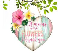 Letrero de bienvenida de madera con corazón de amor - Percha para flores 20x20 cm para puerta de entrada, decoración de pared rústica para de boda, bar, casa, de madera ligera de