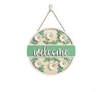 Letrero de bienvenida de madera para flores artificiales, placa colgante de pino moderno para decoración del hogar, elegante arte de pared con margaritas en 3D para inauguración de la casa, boda