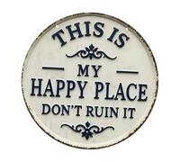 Letrero de bienvenida de metal This Is My Happy Place Do Not Ruin It para pared de jardín, decoración de puerta delantera, placas divertidas para exteriores, jardín, granjas, decoración de puerta
