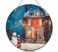 Letrero de bienvenida de muñeco de nieve para puerta delantera, Navidad, invierno, casa, farola, Navidad, madera roja, porche, letreros de bienvenida para decoración de puerta del hogar, apartamento