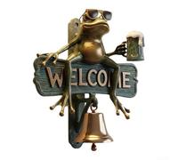 Letrero de bienvenida de resina con gafas de sol y cerveza, diseño de rana para porche delantero y llamativo diseño