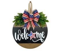 Letrero de bienvenida del Día de la Independencia, decoración del hogar, puerta delantera, casa de campo, entrada, lazo, decoración de entrada, letrero de bienvenida