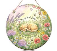 Letrero de bienvenida para puerta delantera, diseño de flores de primavera y abejas, madera verde con texto en inglés "Welcome to Our Home" (Bienvenido a nuestro hogar), hermosa decoración para el