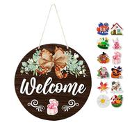 Letrero De Bienvenida Para Puerta Principal - 30 Cm Decoración Hogar Rústica Intercambiable | Cartel de Bienvenida para Porche Delantero | Para Exterior Porche Patio Jardín Patio Entrada Granja Aparta