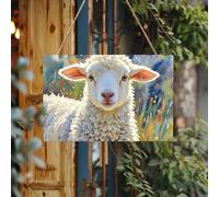 Letrero de bienvenida personalizado de madera para puerta delantera, color oveja, placa de madera sin terminar con cuerda, decoración del hogar, letrero de jardín para jardín y patio