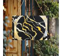 Letrero de bienvenida personalizado de madera para puerta delantera, letrero de madera de mármol negro y dorado, placa de madera sin terminar con cuerda, decoración del hogar, letrero de jardín para