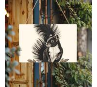 Letrero de bienvenida personalizado de madera para puerta delantera, Skunk_79045804, placa de madera sin terminar con cuerda, decoración del hogar, letrero de jardín para jardín y patio