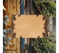 Letrero de bienvenida personalizado para puerta de entrada de madera con borde de cono de pino, placa de madera sin terminar con cuerda, decoración del hogar, letrero de jardín para jardín y patio