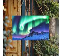 Letrero de bienvenida personalizado para puerta delantera, luces del norte, placa de madera sin terminar con cuerda, decoración del hogar, letrero de jardín para jardín y patio