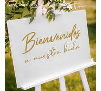 Letrero de boda "Bienvenidos a Boda" en vinilo, calcomanías de pared en español, para espejo/tabla de madera, solo calcomanía de vinilo