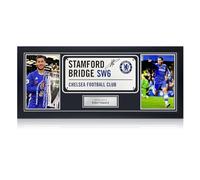 Letrero de calle de Chelsea, firmado por Eden Hazard. Enmarcado.