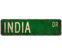 Letrero de calle de la India, decoración de pared de la India, regalo de la India, letrero de recuerdo de la India, letrero de recuerdo de la India, decoración de pared de bar, decoración de pared