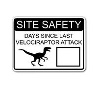 Letrero de calle de metal retro Pickle Safety Days Since Last Velociraptor Attack blanco con zona de borrado en seco para hombres y mujeres, unisex, 8 x 12 pulgadas