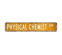 Letrero de calle de químico físico, regalo para profesión de químico físico, letrero de metal de 3 x 18 pulgadas, placa personalizada resistente a la decoloración, letrero de estaño, decoración de