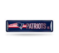 Letrero de calle met lico para decoraci n del hogar de los Patriotas de Nueva Inglaterra de la NFL de Rico Industries (10 x 38 cm) - Ideal para e