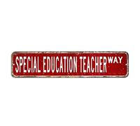 Letrero de calle para profesor de educación especial, decoración de profesión, letrero de lata de 4 x 18 pulgadas, personalizado a prueba de óxido, arte de pared divertido para bar, hombre, cueva