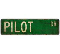 Letrero de calle piloto piloto regalo piloto avión piloto piloto para pared cartel clásico clásico decoración del hogar 16 x 4 pulgadas letrero de aluminio de metal