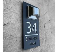 Letrero de casa moderno personalizado con luz solar con nombre de calle para exterior, letrero de número de casa, placa de dirección LED personalizada, placa de nombre para puerta, letreros de