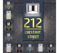 Letrero de casa personalizado con luz solar, placa de número de puerta personalizada para pared de casa con placas de nombre para exteriores y números de dirección