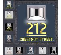 Letrero de casa personalizado con luz solar, placa de número de puerta personalizada para pared de casa con placas de nombre para exteriores y números de dirección