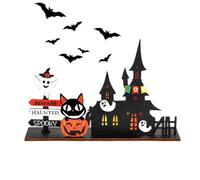 Letrero de centro de mesa de Halloween, decoración del murciélago de Halloween | Bandeja rústica de varios niveles de estilo rústico con decoración de madera de | Decoraciones en