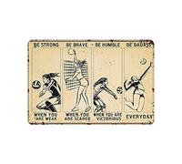 Letrero de Chapa de Metal Voleibol Be Strong Be Brave Cartel de Chapa Vintage Letrero de Metal Decoración de Pared Cocina de Campo Decoración de Garaje para el hogar 8"x12"