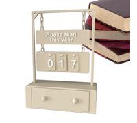 Letrero de contador de libros para leer este año, para mostrar objetivos de lectura con cajón, hasta 999, adecuado para lectores, profesores, escritores y entusiastas de la biblioteca