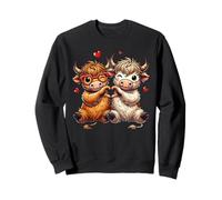 Letrero de corazón de Mano Highland Cow Valentine para Mujer, Hombre y niño Sudadera