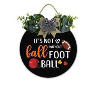 Letrero de corona de fútbol con texto en inglés "It is Not Fall Without Football" para colgar en la puerta delantera, de madera, para cosecha, Acción de Gracias, porche, interior y exterior