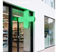 Letrero de cruz médica LED, lámpara de letrero interior de cruz de farmacia, letrero de farmacia con interruptor de extracción, 2 modos: siempre encendido o apagado, letrero de suspensión for tienda