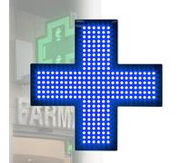 Letrero De Cruz MéDica Led, Luz De Cruz De Farmacia Con Cadena De Metal Colgante, 3 Modos De Parpadeo, 3 TamañOs, Para DecoracióN, Tienda Colectiva, ClíNica, Farmacia,Blue-48 * 48cm