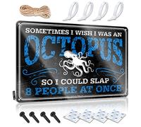 Letrero de cueva con texto en inglés "Little Man Cave Sometimes I Wish Was An Octopus, So Could Slap 8 People At Once Sign Man Cave Signs And Decor Funny House Signs" (20 x 30 cm)