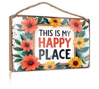 Letrero de decoración de baño con texto en inglés "This Is My Happy Place". Letreros divertidos de bar para el hogar (23 x 35 cm)