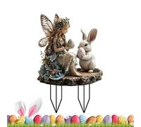 Letrero de decoración de patio de Pascua para patio, estaca de jardín de vacaciones, decoraciones navideñas para primavera, letreros acrílicos 2D de huevo de conejo para patio, césped, jardín