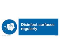 Letrero de desinfección de superficies regularmente con el símbolo obligatorio de la superficie, 150 x 50 mm, L15
