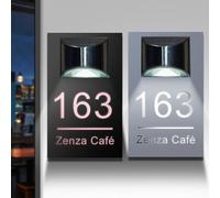 Letrero de dirección solar personalizado para exteriores - Placa personalizada impermeable con número de casa con luz LED para patio, jardín, hogar, números de casa iluminados, regalo de inauguración