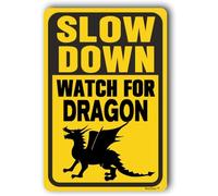 Letrero de dragón lento, letrero de cruce de dragón, señales de advertencia al aire libre, letrero de aluminio "Watch For Dragon" 8 x 12 pulgadas